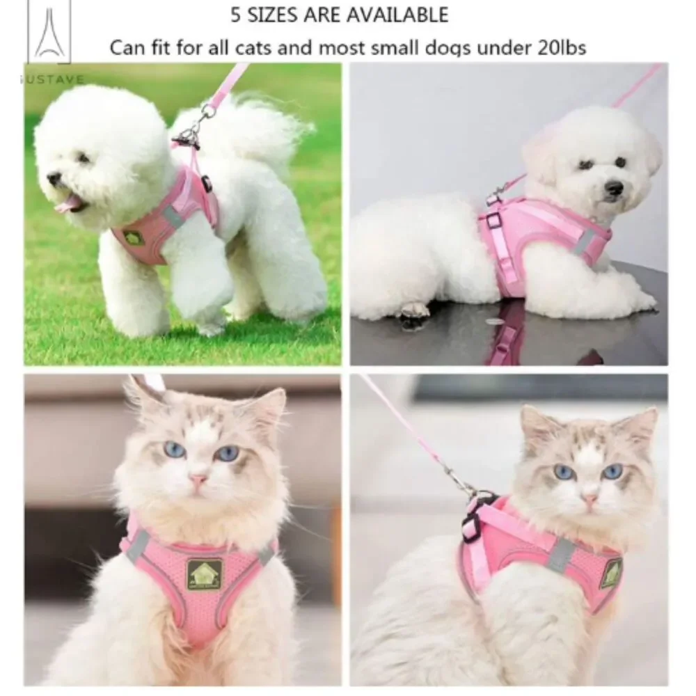NEW - Dog Harness & Leash Set Small Reflective Breathable Mesh Pet Vest Small